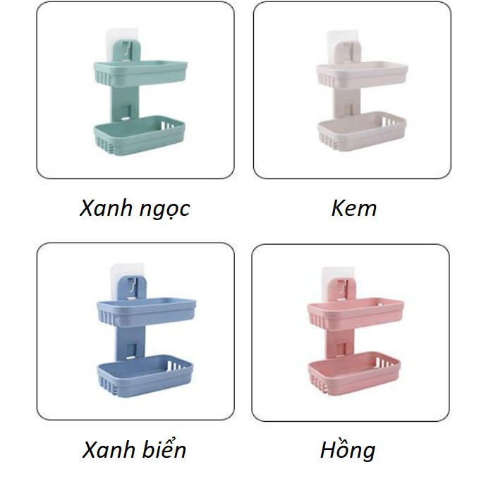 Khay để xà bông, vật dụng phòng tắm 2 tầng dán tường chịu lực - J183