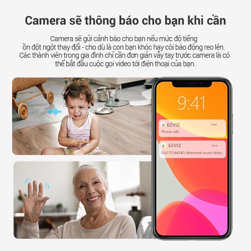 Camera wifi ezviz h6 2k+ độ phân giải 2K 4.0M phát hiện người bằng AI & giọng gói
