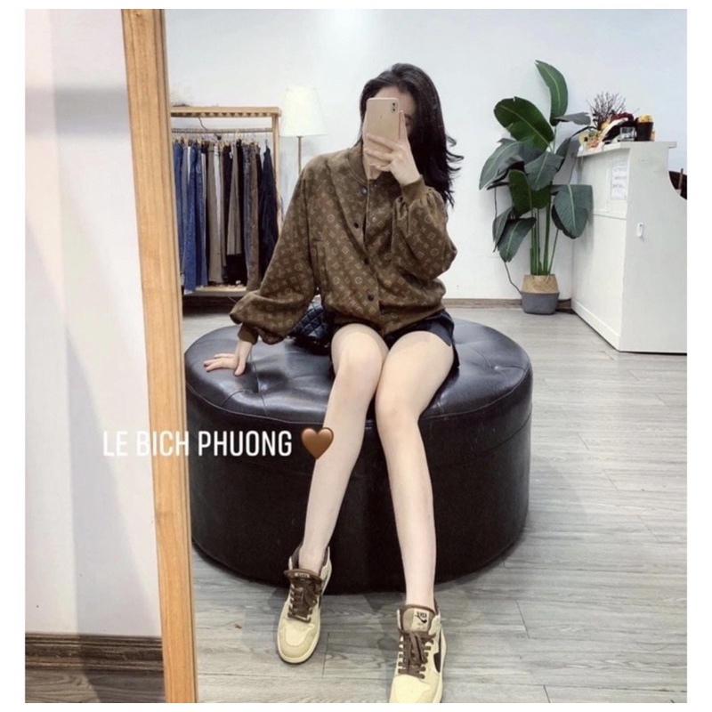 Áo Bomber Cúc Trơn Nâu Bo Chun LV Tôn Da Chất Dày Dặn | BigBuy360 - bigbuy360.vn