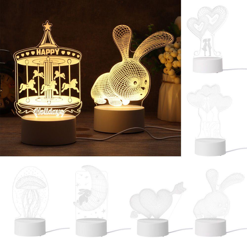 LAKAMIER Đèn LED 3D Bằng Acrylic Kèm Cáp USB Độc Đáo Trang Trí Nhà Cửa / Tiệc Cưới
