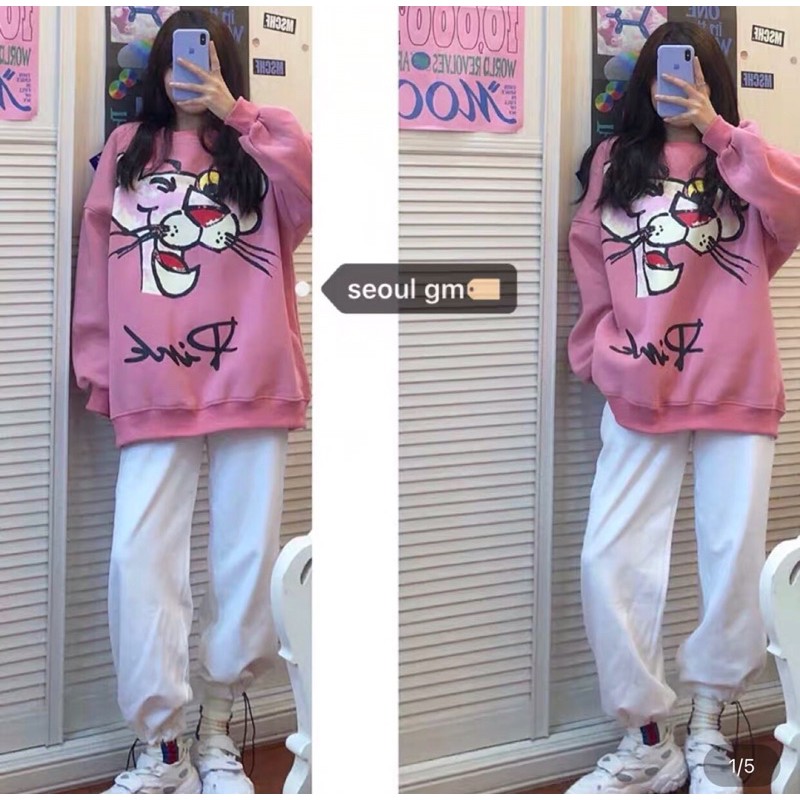 [Mã FASHION15K hoàn 15K xu đơn 99K] Bộ nỉ bông PinkPanther | BigBuy360 - bigbuy360.vn