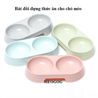 Bát đôi nhựa đựng thức ăn cho chó mèo bát đôi siêu rẻ MEOGOG