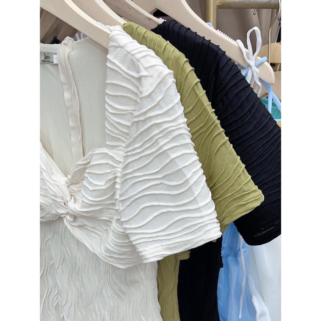 [ 𝐅𝐑𝐄𝐄 𝐒𝐇𝐈𝐏 ]  VÁY DỰ TIỆC LEN XỐP XOẮN NGỰC TIỂU THƯ TÔN EO