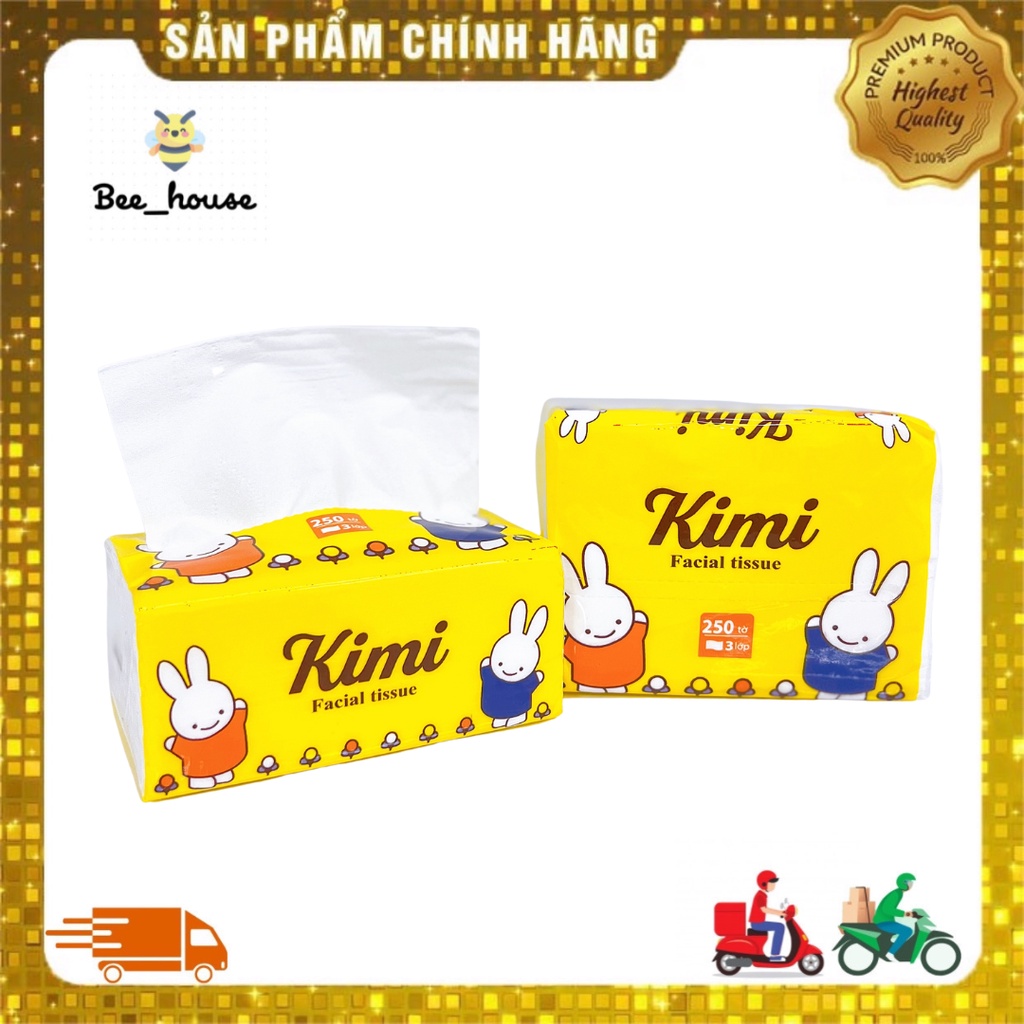 Khăn giấy rút hình thỏ Kimi, giấy ăn giấy đa năng tiện dụng trắng mịn thấm hút cực tốt - 𝐁𝐞𝐞𝐡𝐨𝐮𝐬𝐞
