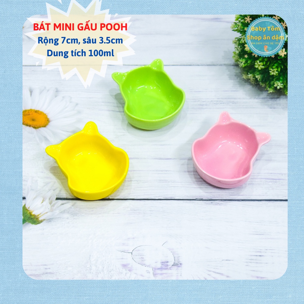 Bát ăn dặm gốm sứ hình Gấu Pooh 90ml NPP Baby Tôm