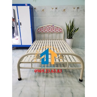 Giường sắt kích thước ngang 1M2 dài 2M – GS38 mẫu đơn giản, tiện dụng, dễ dàng tháo ráp di chuyển.