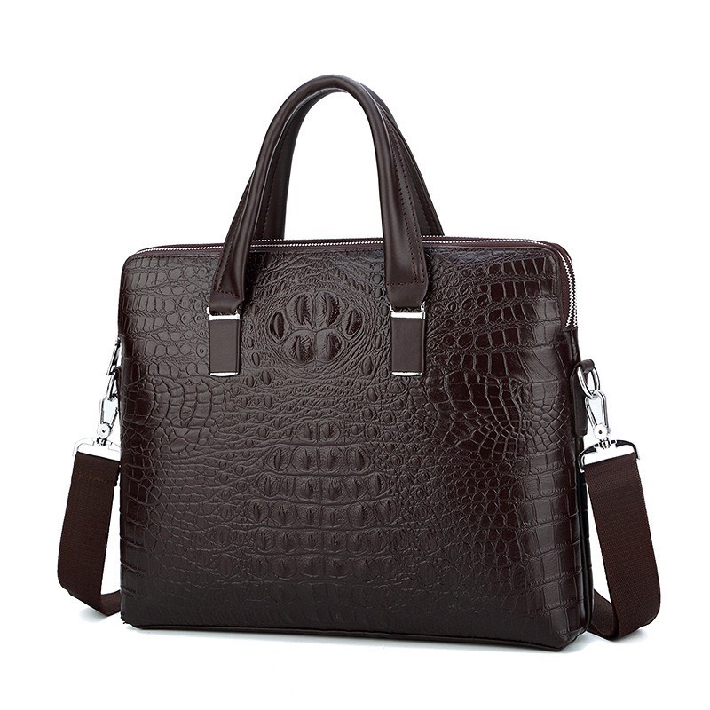 Túi xách cặp da công sở vân cá sấu đựng laptop 14inch T80 35x29x6cm(Nâu | BigBuy360 - bigbuy360.vn