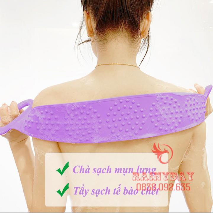 Dây đai chà lưng 2 mặt đa năng dụng cụ bằng silicon kỳ cọ massage tẩy da chết khi tắm