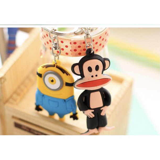 Móc khóa nhựa dẻo 2 mặt hình động vật đáng yêu