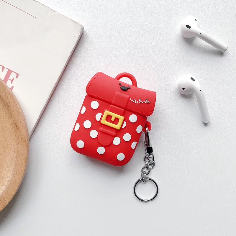 Minnie Duck Pattern Casing School Bag 3d Design AirPods Case Red Blue Silikon AirPod Soft Cover For Apple AirPods 1 2