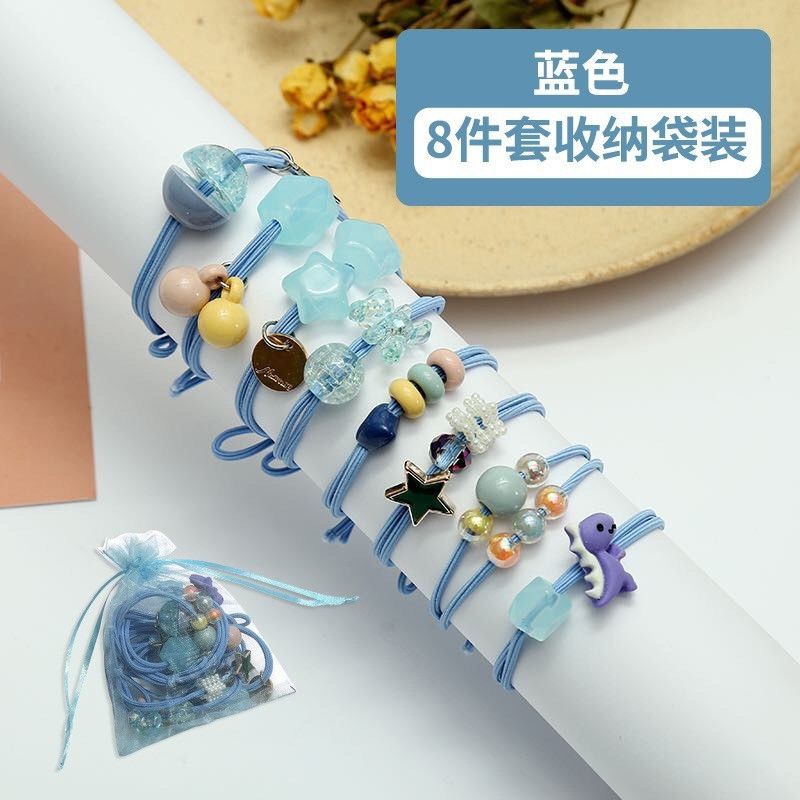 SET 8 BUỘC TÓC MÀU HỒNG XANH PHONG CÁCH HÀN QUỐC CHO BÉ GÁI