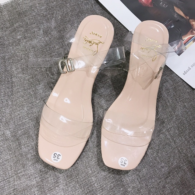 [ FREE SHIP] Sandal nữ I Sandal quai trong gót trong 4-5p mũi vuông max chảnh kèm ảnh thật và video