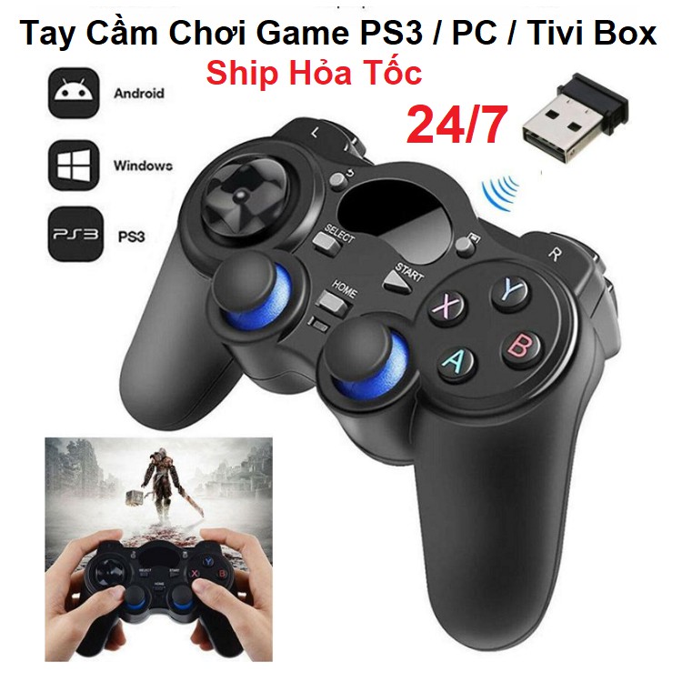 Tay cầm game PS3 không dây 2.4G chơi trên PC, Laptop, Điện Thoại Android, Android Smart TV, TV Box, Máy PS3 - Full Skill