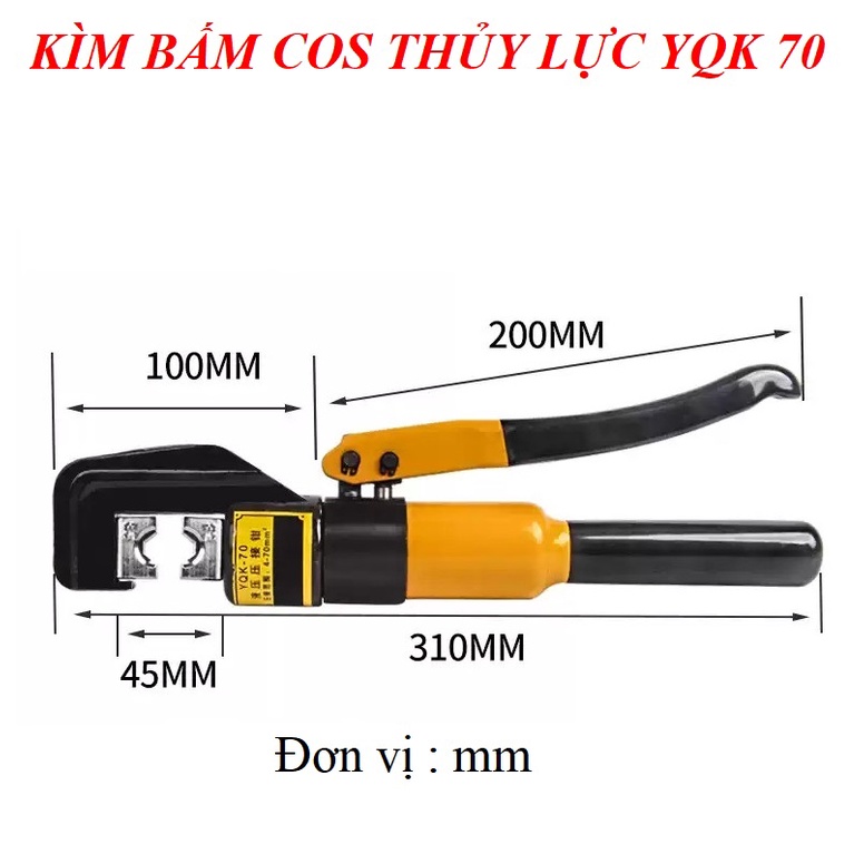 Kìm Ép Cos Thủy Lực YQK70 - Phạm Vi Ép 4-70mm2 - Chuyên Dụng Cho Thợ Điện - Bảo Hành Toàn Quốc 6 Tháng