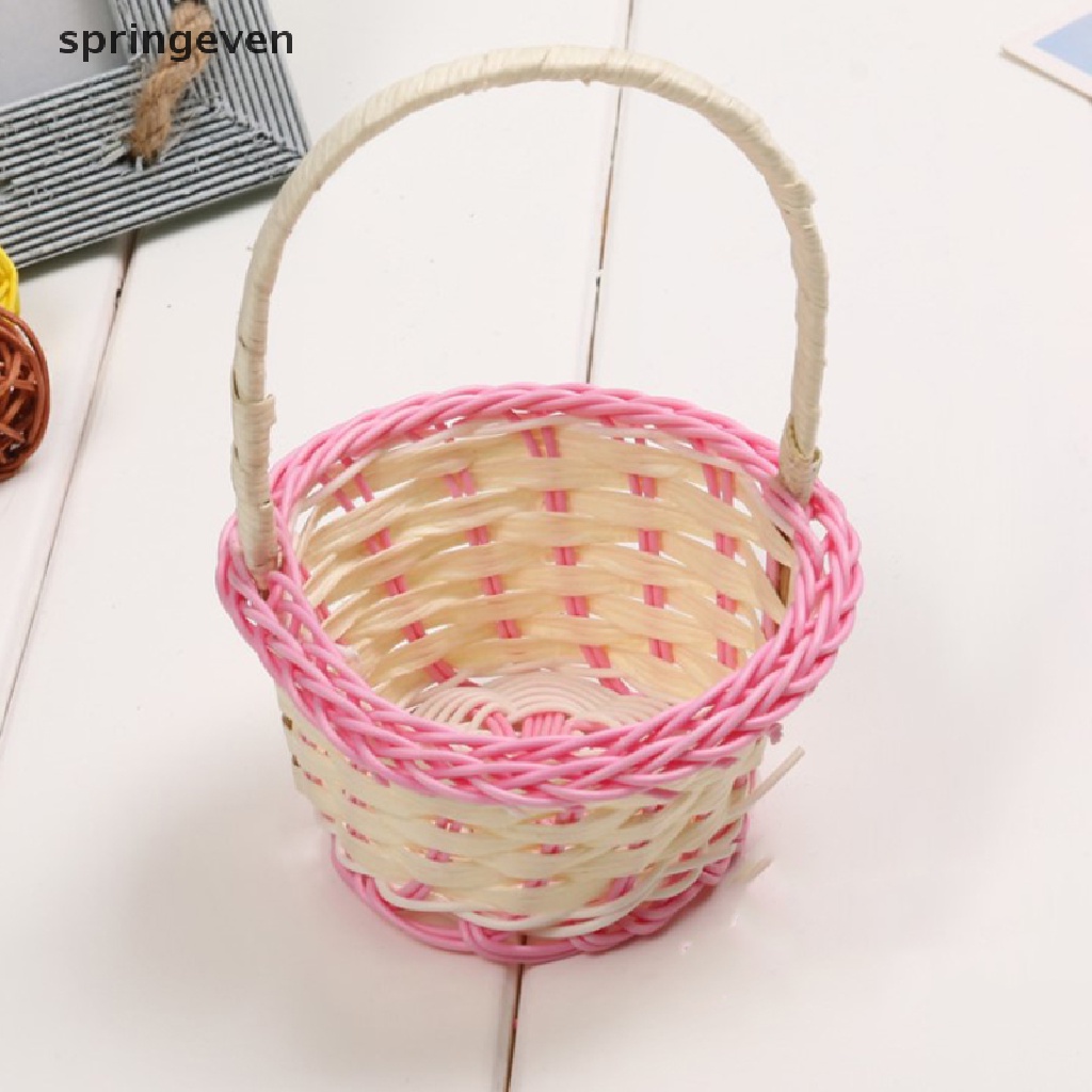 1 Giỏ Đan Tay Mini Bằng Nhựa Để Đựng Đồ Tiện Lợi