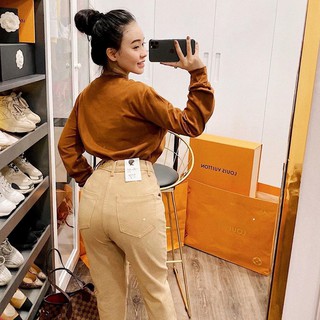 Quần baggy kaki nữ khóa kéo Basic