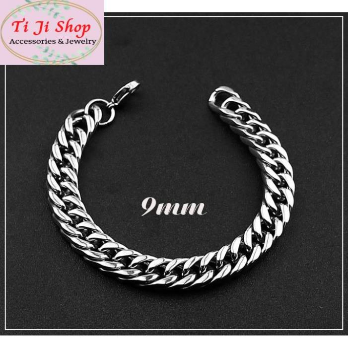 Lắc tay nam kiểu lặc đôi 9mm trắng sáng, siêu đẹp, không đen, không gỉ, chuẩn thời trang