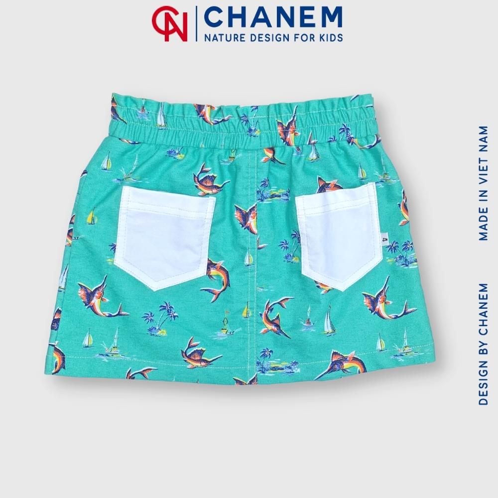 Chân váy ngắn họa tiết cá phối túi cho cô bé cá tính, chất thô cotton mềm MIMI - CHANEM - Fashion Design For Kids