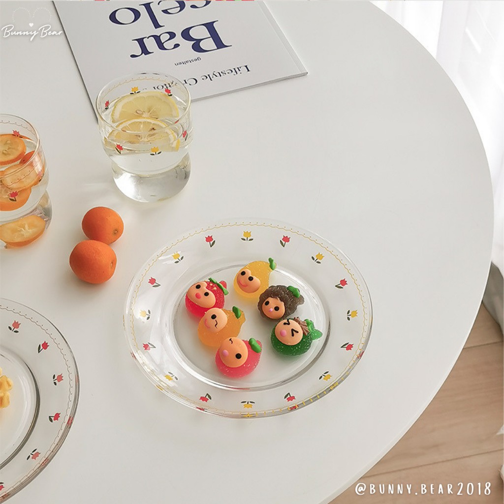 Đĩa thủy tinh đĩa đựng salad đựng trái cây hoa quả tulip xinh xắn