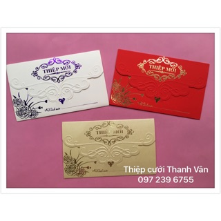 Combo 130 thiệp cưới gấp 3 nhũ vàng