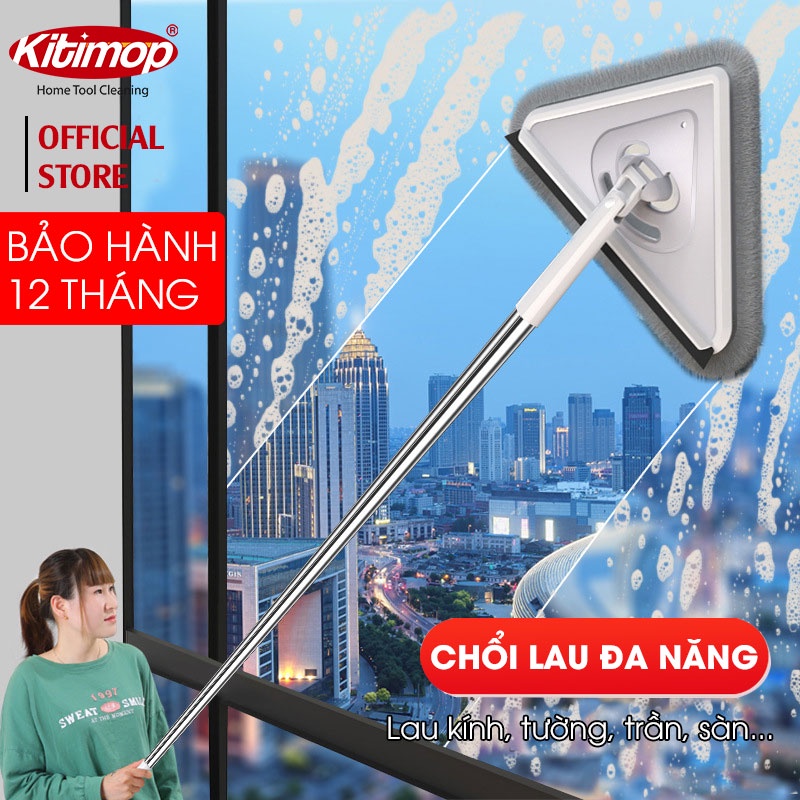 Chổi lau đa năng hình tam giác Kitimop-A3 dùng lau cửa kính, tường, trần, sàn nhà dễ dàng tiện lợi hiệu quả