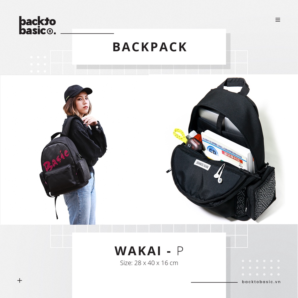 Balo cá tính Back To Basic - WAKAI P có ngăn laptop, chống nước tốt
