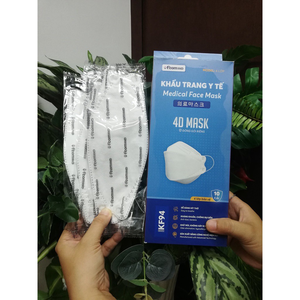 Khẩu Trang Y Tế 4D KF94 EcomMed Combo 3 Hộp (Mỗi Hộp 10 cái)