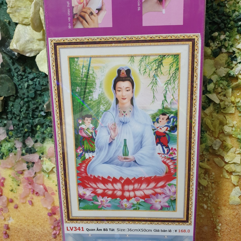 Tranh Đính Đá QUAN ÂM BỒ TÁT KT: 50cm x 36cm