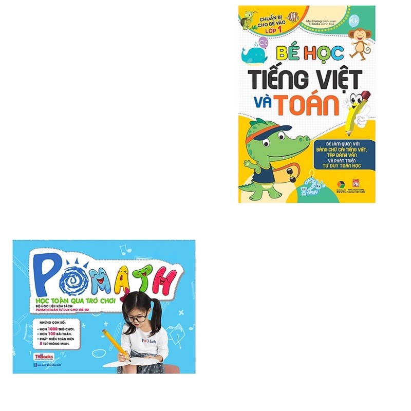 Sách - Combo 2 Cuốn Bé Học Tiếng Việt và Toán+Bộ Học Liệu Pomath - Học Toán Qua Trò Chơi