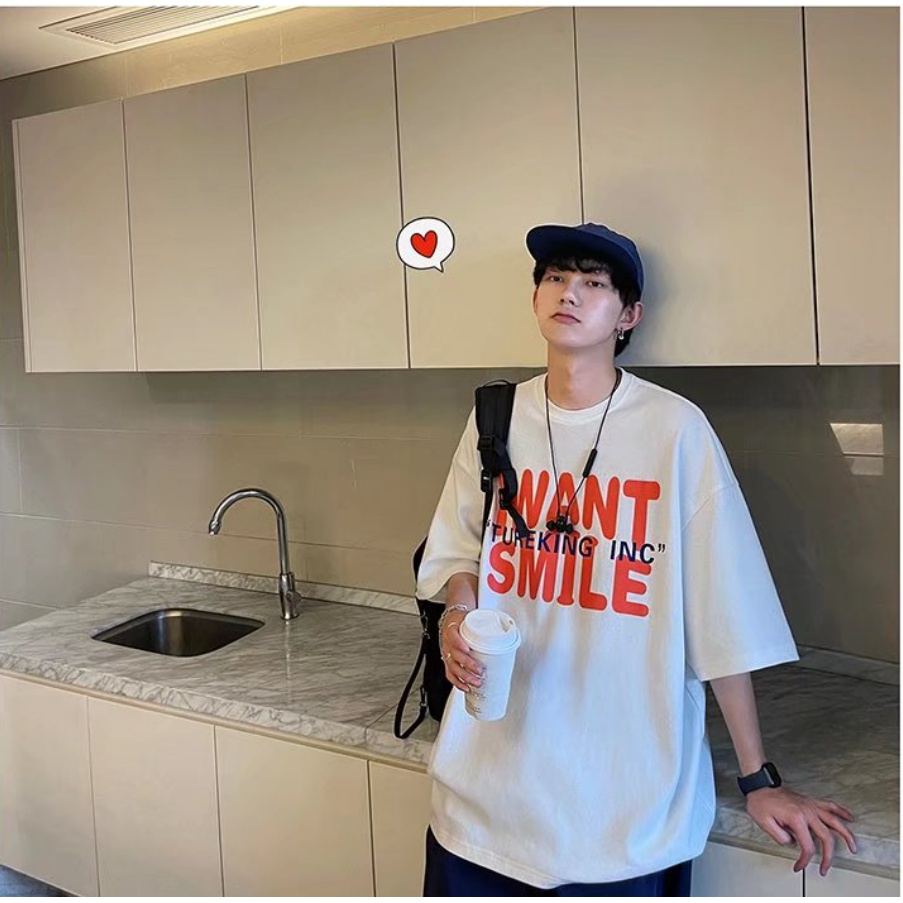 Áo Thun Nam Tay Ngắn In Chữ Thời Trang Hàn Quốc