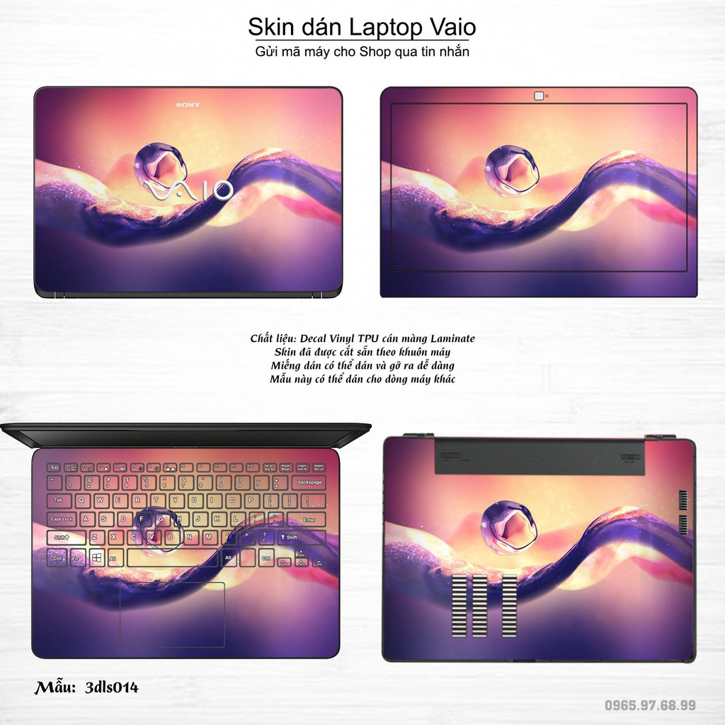 Skin dán Laptop Sony Vaio in hình 3D Abstract (inbox mã máy cho Shop)