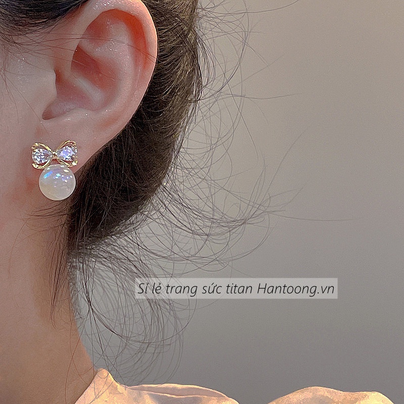 Khuyên tai nữ chất liệu ngọc trai đổi màu lấp lánh thiết kế thời trang cao cấp mẫu mới nhất 2023