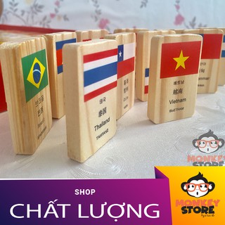DOMINO 100 cờ quốc gia bằng gỗ cho bé