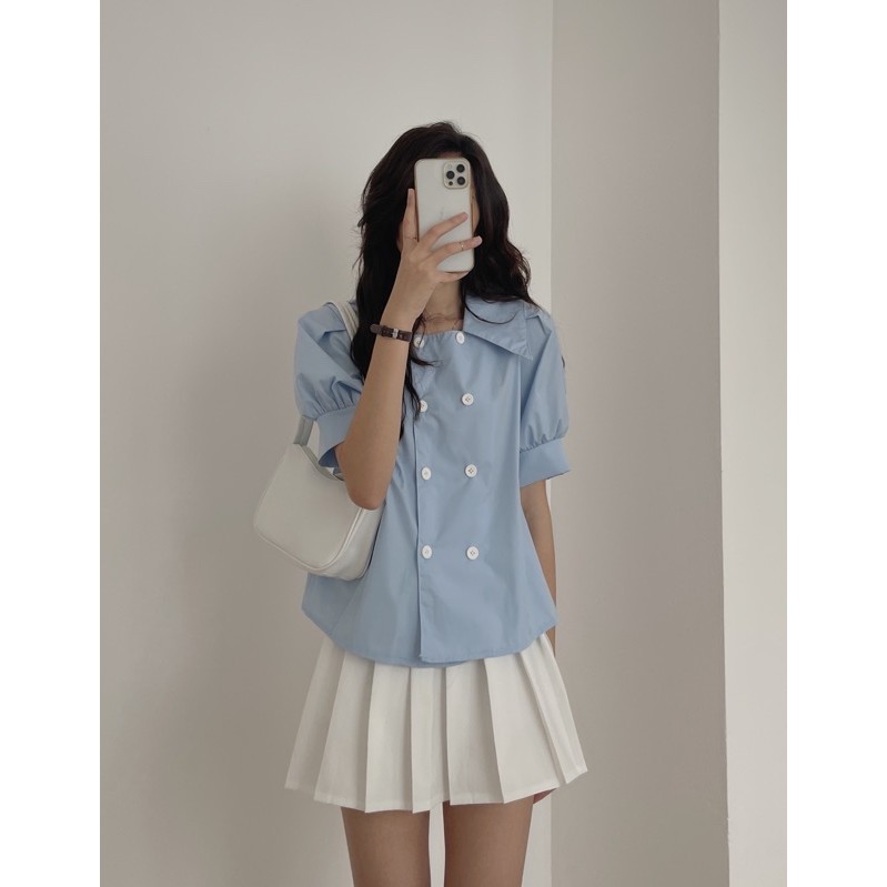 [Mã WASKT304 giảm 15% tối đa 30K đơn 99K] áo cổ vest 2 hàng cúc Audrey 6931 | BigBuy360 - bigbuy360.vn