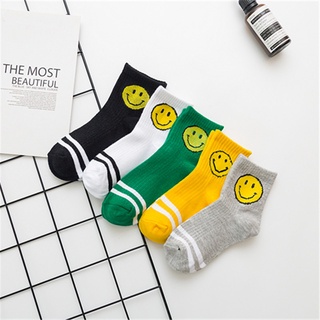 Tát cao cổ cho bé, Set 5 Đôi Vớ Cotton Hình Mặt Cười Dễ Thương Cho Bé