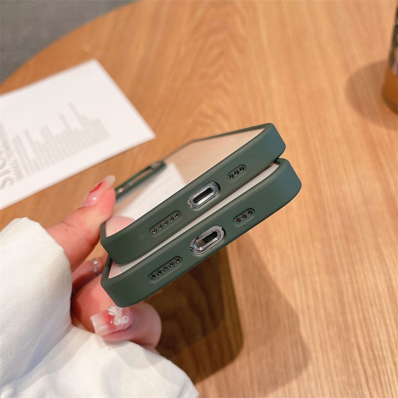 Ốp Điện Thoại Cứng Trong Suốt Viền Kim Loại Chống Sốc Cho iPhone 14 13 12 11 Pro Max