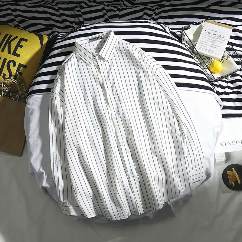 Áo Sơ Mi Tay Dài Họa Tiết Kẻ Sọc Thời Trang Hàn Quốc Dành Cho Nam Size M-2Xl | BigBuy360 - bigbuy360.vn