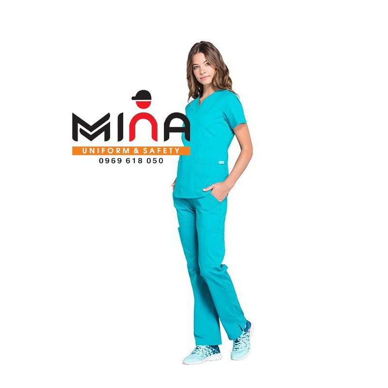 Bộ scrubs bác sĩ, quần áo y tế phẫu thuật - Màu Xanh lam (Có hình ảnh thực tế)