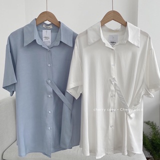 Sơ mi voan lụa dây thắt chéo eo 52608 CHERRYCOCO