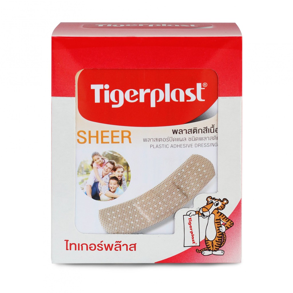 Băng cá nhân màu da  TIGER PLAST SHEER bảo vệ vết thương - xuất xứ Thái Lan
