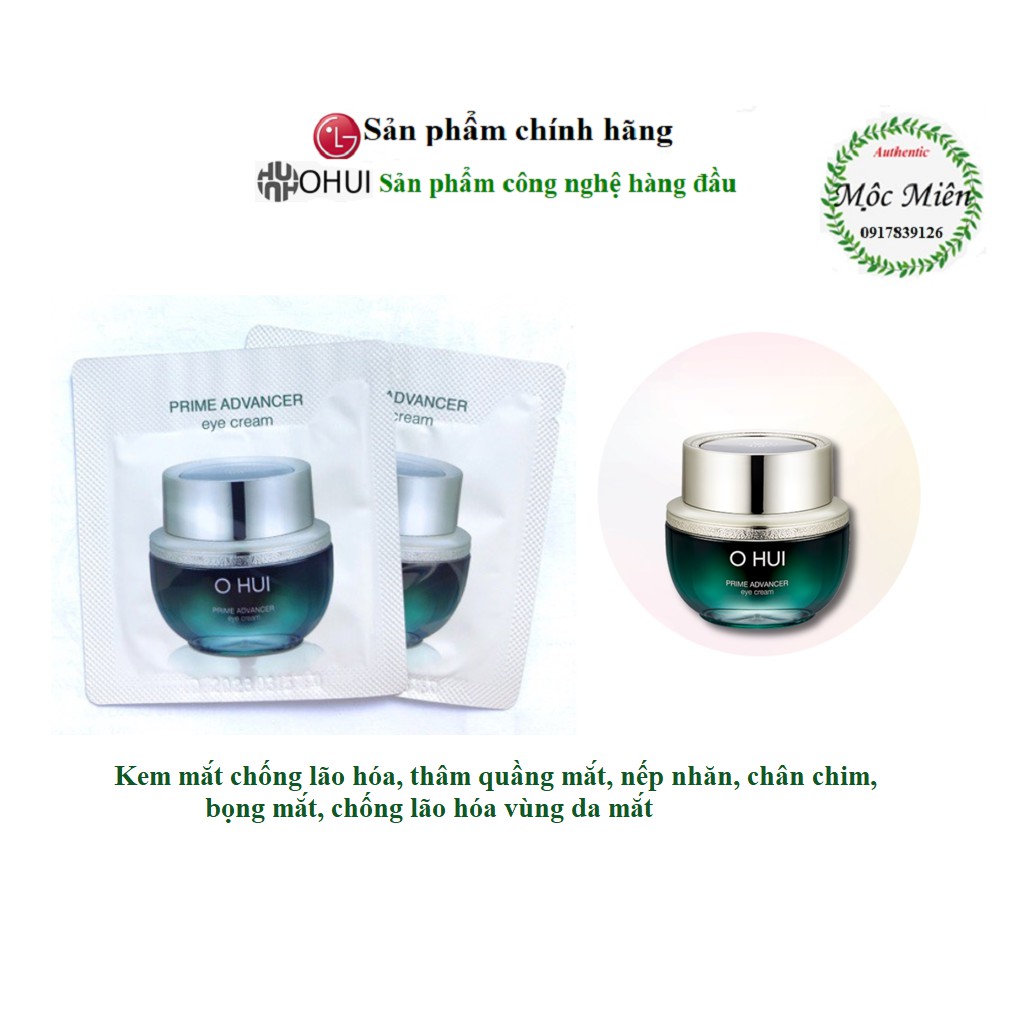 [21]Gói Kem Mắt Căng Bóng Vùng Da Mắt, Giảm Nhăn Thâm Bọng Mắt Ohui Prime Advancer Eye Cream Sample
