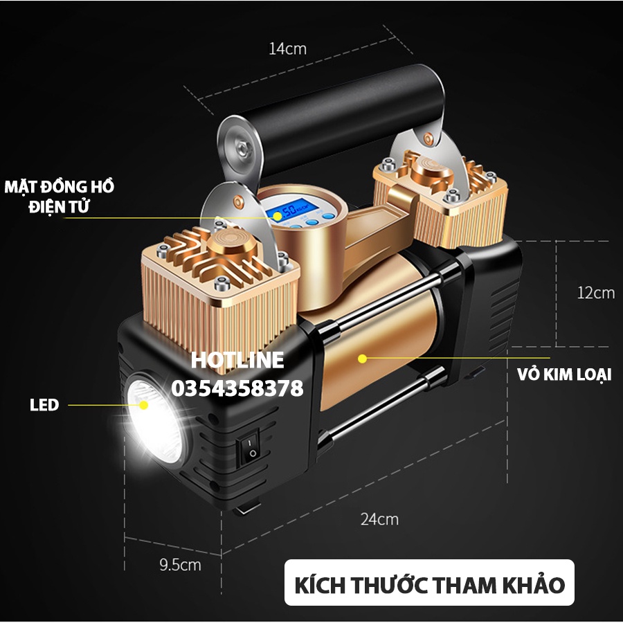 Bơm lốp ô tô xe hơi điện tử thông minh Tự Ngắt Khi Đầy , Công Suất Lớn 2 xi lanh, Bơm Nhanh
