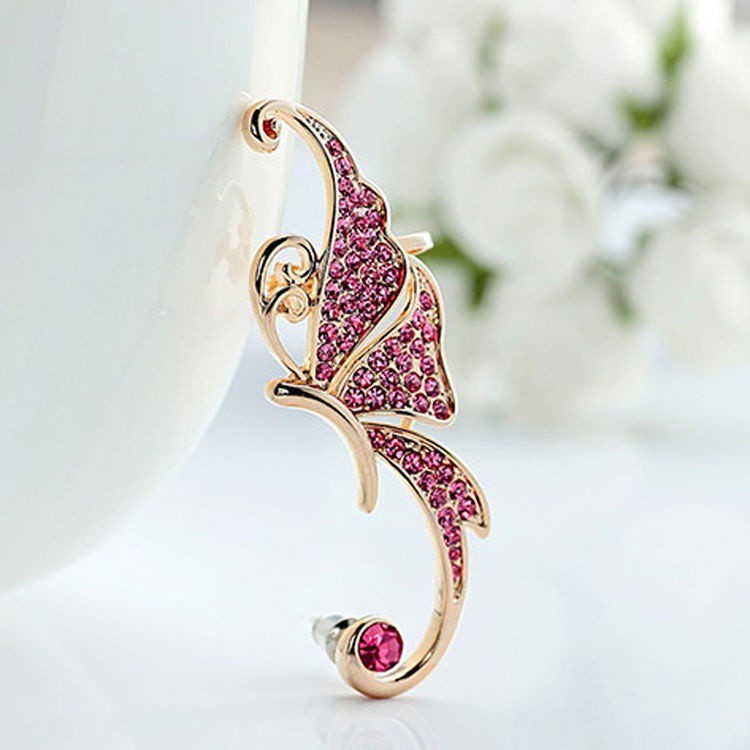 Khuyên vành tai hình bướm đính đá pha lê