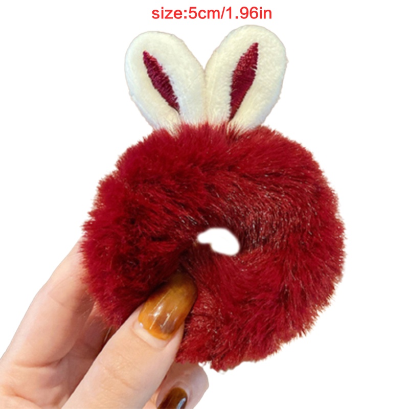 Dây Cột Tóc Đuôi Ngựa Co Giãn Đính Lông Thỏ Dễ Thương Giá Đỡ