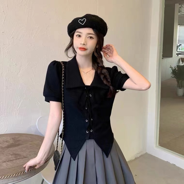 Áo Thun Tay Ngắn Dáng Ôm Phong Cách Thời Trang Hàn Quốc Cho Nữ