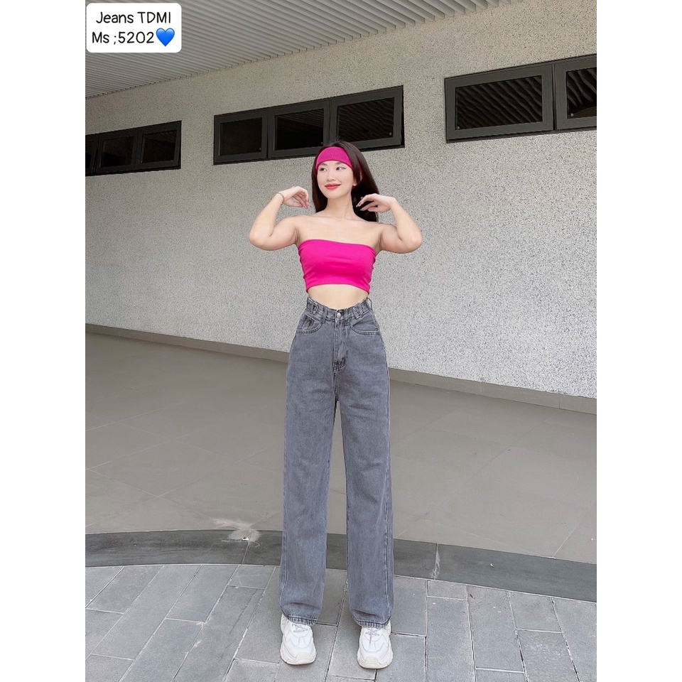 Quần bò nữ vải bò,quần jeans ống rộng lưng cao, Quần jean nữ ống rộng xanh đen dáng suông dáng dài ulzzang BGJ008 | BigBuy360 - bigbuy360.vn