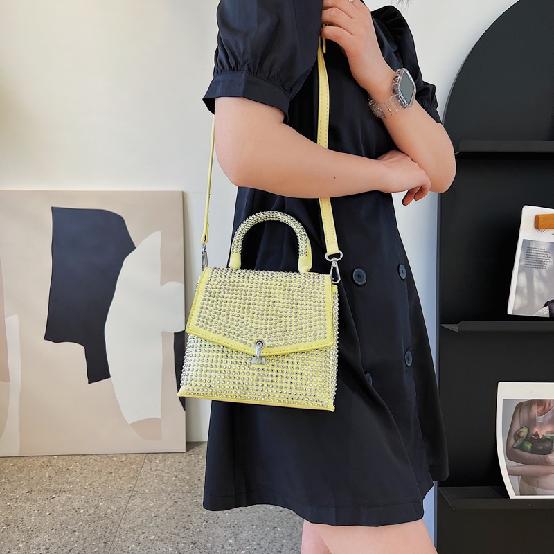 Túi Đeo Chéo Dáng Vuông Nhỏ Đính Đá Kiểu retro Thời Trang Mới