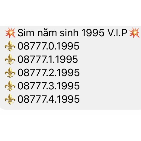 Sim năm sinh 2k1 , 1997, 96, 95, 94, 93, 92