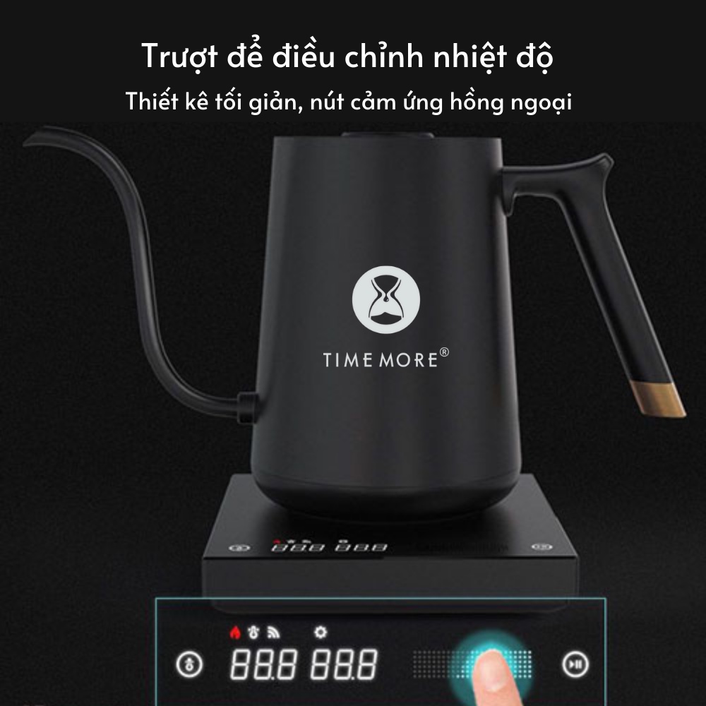 Ấm điện cổ ngỗng Timemore Smart Mini - Ấm rót drip cao cấp tích hợp bếp điện thông minh