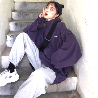 [Sẵn Tím M] Áo Nỉ Bông thêu chữ Winter Ulzzang ( Có ảnh thật)
